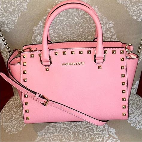 michael kors selma medium studded pale pink|Michael Kors selma medium crossbody.